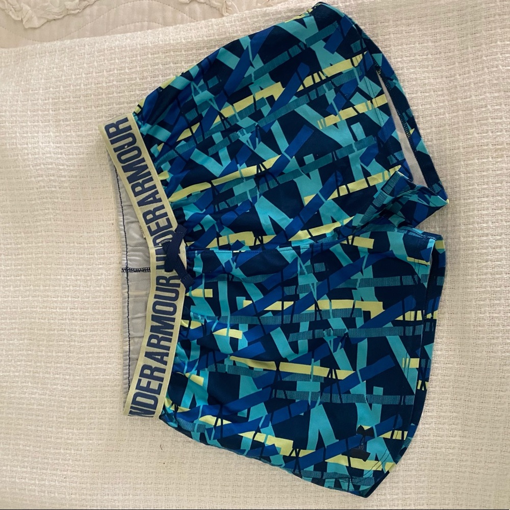 blue & yellow athletic shorts